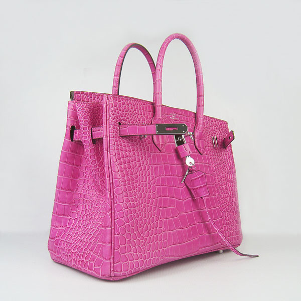 High Quality Fake Hermes Birkin 35CM Crocodile Veins Leather Bag Peach 6089 - Click Image to Close